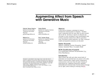 Augmenting Affect from Speech with Generative Music