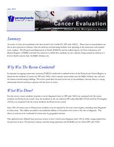 Pennsylvania Department of Health - Cancer Evaluation - Ambler Area, Montgomery County - July 2011