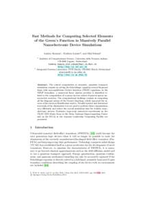 Fast Methods for Computing Selected Elements of the Green’s Function in Massively Parallel Nanoelectronic Device Simulations Andrey Kuzmin1 , Mathieu Luisier2 , and Olaf Schenk1 1