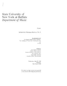 j  State University of New York at Buffalo Department oj Music Presents