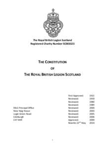 The Royal British Legion Scotland Registered Charity Number SC003323 THE CONSTITUTION OF