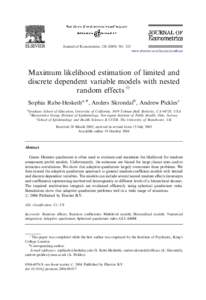 ARTICLE IN PRESS  Journal of Econometrics[removed]–323 www.elsevier.com/locate/econbase  Maximum likelihood estimation of limited and