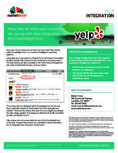 YELP Integration SM  Keep tabs on what your customers