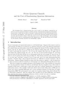 Physics / Quantum teleportation / Qubit / BB84 / Density matrix / Quantum channel / Pauli matrices / Entropy / Quantum information / Quantum information science / Theoretical computer science / Quantum mechanics