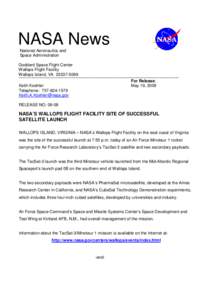 NASA News National Aeronautics and Space Administration Goddard Space Flight Center Wallops Flight Facility Wallops