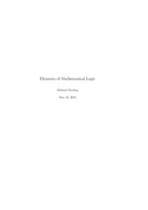 Elements of Mathematical Logic Michael Meyling May 24, 2013 2