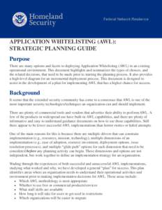 Application Whitelisting (AWL): Strategic Planning Guide