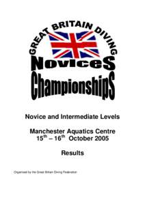 Novice and Intermediate Levels Manchester Aquatics Centre 15th – 16th October 2005 Results Organised by the Great Britain Diving Federation