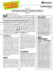 Global Meatless Monday (Health) Global Meatless Monday – for Health and Wellness  M