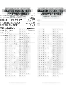 The Rules of Flat Track Roller Derby - Skater Rules Test Answer Sheet