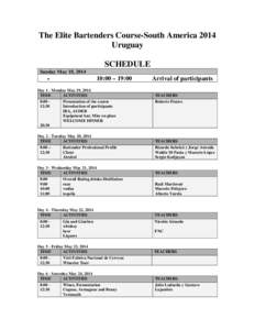The Elite Bartenders Course-South America 2014 Uruguay SCHEDULE Sunday May 18, [removed]:00 – 19:00