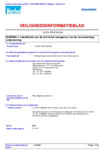 Conform Verordening (EG) nrREACH), Bijlage II - Nederland  VEILIGHEIDSINFORMATIEBLAD LATEX PROFIWEISS  RUBRIEK 1: Identificatie van de stof of het mengsel en van de vennootschap/