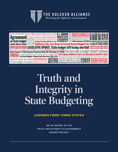 United States federal budget / Economic policy / Paul Volcker / Balanced budget / Public finance / Government budget / Macroeconomics / National Association of State Budget Officers / Public budgeting / Budgets / Fiscal policy / Public economics