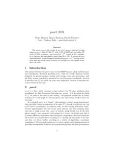 psort 2009 Paolo Bertasi, Marco Bressan, Enoch Peserico Univ. Padova, Italy - [removed] Abstract This memo reports the results of our psort (general purpose) sorting software on a 5 disk[removed]$ PC with 4 GB of 