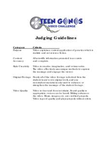 Judging Guidelines Category Criteria  Content