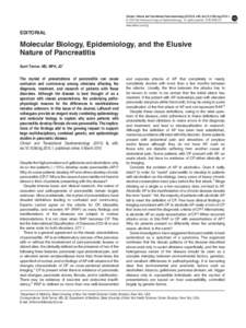 Molecular Biology, Epidemiology, and the Elusive Nature of Pancreatitis