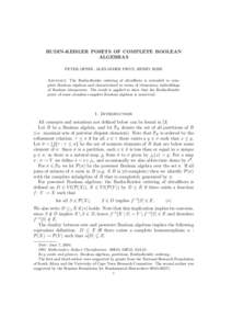 RUDIN-KEISLER POSETS OF COMPLETE BOOLEAN ALGEBRAS PETER JIPSEN, ALEXANDER PINUS, HENRY ROSE Abstract. The Rudin-Keisler ordering of ultrafilters is extended to complete Boolean algebras and characterised in terms of elem