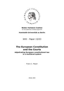 Walter Hallstein-Institut für Europäisches Verfassungsrecht Humboldt-Universität zu Berlin  WHI - Paper 15/03