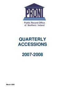 QUARTERLY ACCESSIONSMarch 2008