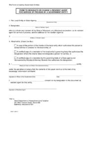 Form to Designate or Change A Resident Agent For Service of Process by a Government Entity