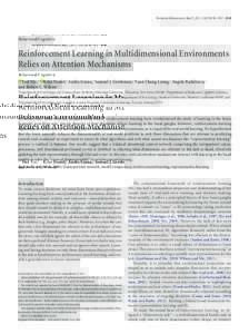 The Journal of Neuroscience, May 27, 2015 • 35(21):8145– 8157 • 8145  Behavioral/Cognitive Reinforcement Learning in Multidimensional Environments Relies on Attention Mechanisms