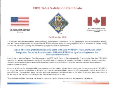 FIPS[removed]Validation Certificate No. 1036