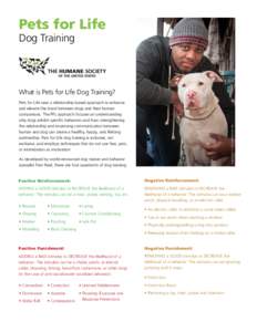 Pets for Life Dog Training What is Pets for Life Dog Training?  JAMES EVANS/ILLUME COMMUNICATIONS