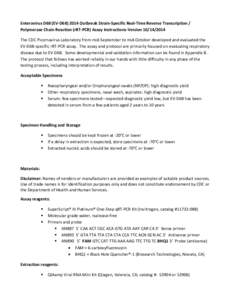 Enterovirus D68 (EV-D68[removed]Outbreak Strain-Specific Real-Time Reverse Transcription / Polymerase Chain Reaction (rRT-PCR) Assay Instructions-Version[removed]
