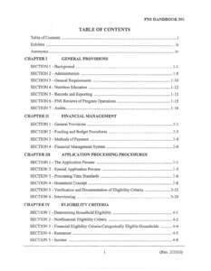 FNS HANDBOOK 501  TABLE OF CONTENTS Table of Contents  i