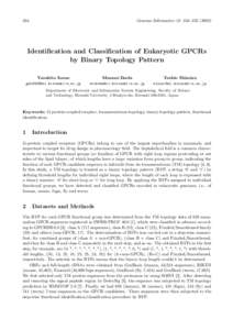 334  Genome Informatics 13: 334–Identification and Classification of Eukaryotic GPCRs by Binary Topology Pattern