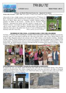 TRIBUTE AUTUMN 2012 FREE PUBLICATION  St Marys & District Historical Society Inc - Quarterly Newsletter