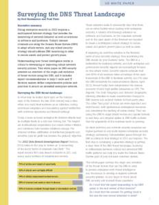 IID WHITE PAPER  Surveying the DNS Threat Landscape by Rod Rasmussen and Paul Vixie Executive summary Strong enterprise security in 2013 requires a