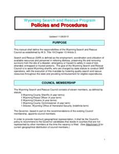 Wyoming Search and Rescue Program  Policies and Procedures UpdatedPURPOSE