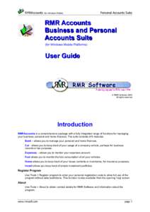 RMRAccounts  (for Windows Mobile) Personal Accounts Suite
