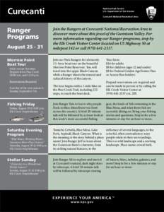 Curecanti Ranger Programs August[removed]Morrow Point Boat Tour