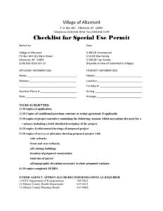Village of Altamont P.O. Box 643 Altamont, NYTelephoneFaxChecklist for Special Use Permit Return to: