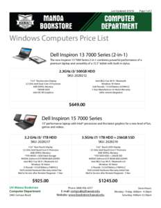 Last Updated: Page 1 of 2 Windows Computers Price List Dell InspironSeries (2-in-1)