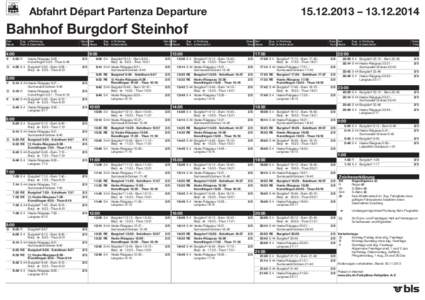 § Abfahrt Départ Partenza Departure[removed] – [removed]Bahnhof Burgdorf Steinhof Zeit