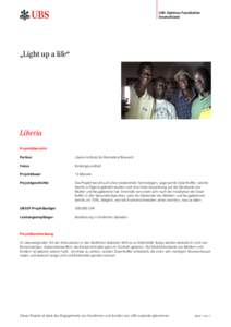 UBS Optimus Foundation Deutschland „Light up a life“  Liberia