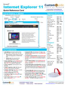 Microsoft®  Internet Explorer 11 Quick Reference Card  Customizable Training Materials