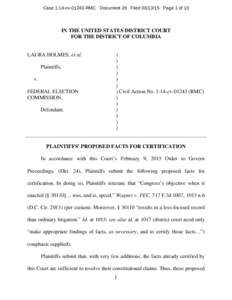 Case 1:14-cvRMC Document 26 FiledPage 1 of 10  IN THE UNITED STATES DISTRICT COURT FOR THE DISTRICT OF COLUMBIA  LAURA HOLMES, et al.