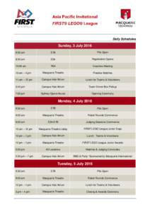 Daily Schedules  Sunday, 3 July:30 am  E7B