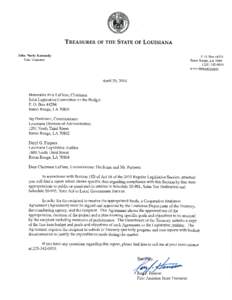 Louisiana Department of the Treasury Act 16 of the 2015 Regular Session ScheduleSales Tax Dedications Report prepared in accordance with Section 18B of Act 16 of 2015 Please see footnotes for additional informat