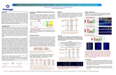 A Scalable, Dual Color Luminescent Reporter Assay for High-Throughput and Ultra-High-Throughput Cell-Based Screening Brad Larson, B.A., Tracy Worzella, M.S., Deborah Duyka, M.S. Promega Corporation, Madison, WI ABSTRACT 