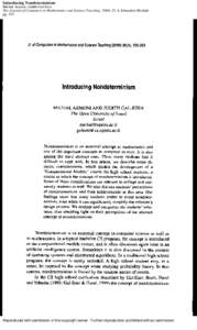 Introducing Nondeterminism Michal Armoni; Judith Gal-Ezer The Journal of Computers in Mathematics and Science Teaching; 2006; 25, 4; Education Module pgReproduced with permission of the copyright owner. Further re