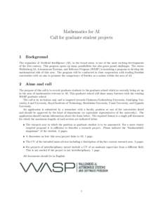 Mathematics for AI Call for graduate student projects 1  Background