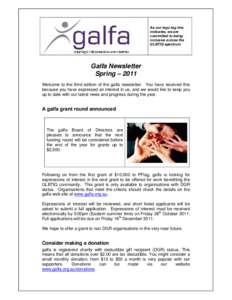 Galfa Newsletter Spring 2011
