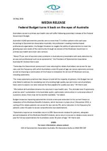 Microsoft Word - MEDIA RELEASE Federal budget turns its back on the eyes of Australia[removed]SS