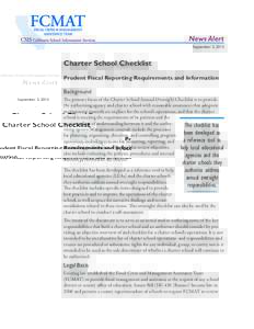 News Alert September 3, 2013 Charter School Checklist Prudent Fiscal Reporting Requirements and Information Background