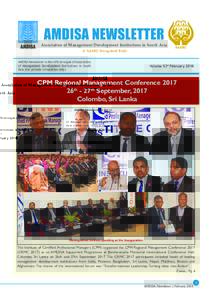 AMDISA NEWSLETTER Association of Management Development Institutions in South Asia A SAARC Recognised Body AMDISA Newsletter is the official organ of Association of Management Development Institutions in South Asia (for 